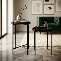 Set X2 Mesa De Arrimo Metal Importado Apoyo Decoración