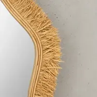 Espejo Artesanal Fibras Naturales Importado Indonesia Deco Marrón Claro