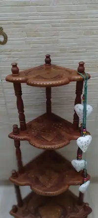Mueble Esquinero Labrado Pintado Madera Teka De India 1.25 M Marrón