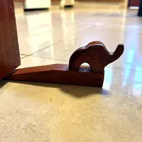 Traba Puerta Con Elefante Madera Tope Importado Marrón Oscuro Animal