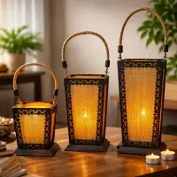 Fanales De India Set 3 Unid Envio Gratis Portavela Importado Dorado