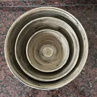 Set X 3 Unidades Bowl Bamboo Importado Bandejas Apilables Marrón