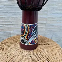 Djembe Indonesia Artesanal Cuero-madera Import Puntillismo Marrón