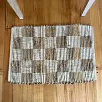 Alfombra Importada De India 100% Artesanal Tejida En Yute 90 Cm 60 Cm Beige
