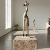 Estatuilla Jirafa Importado Oriente Decoración Pushkar Marrón Claro
