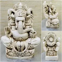 Estatua Diosa Ganesha De Jardin De 50cm Resina Apto Exterior Blanco
