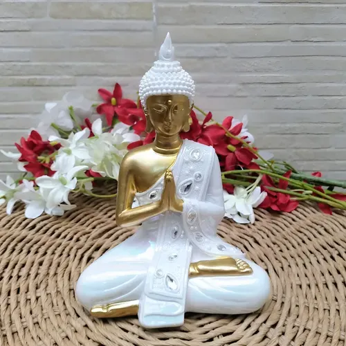 Imagen Estatuilla Buda Resina Manto Con Fantasia Importado