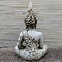 Estatuilla Buda Loto Resina Apto Exterior Ideal Jardín Deco Blanco