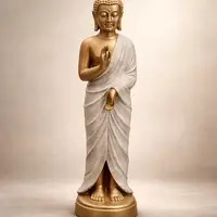 Estatua Buda Rezando Parado 77 Cm Importado Oriente Apto Ext Dorado