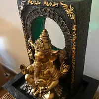 Fuente Agua 40cm Ganesh Sonido Zen Luz Led Relajación Import Dorado