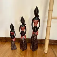 Flia Mulata África X 3 En Madera Teca De Indonesia Artesanal Modelo 1
