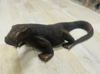 Dragon Komodo Artesanal Madera Teca 60 Cm Importado Oriente Marrón Claro