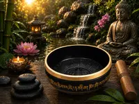 Cuenco Tibetano Grande 15cm 1kg Aleacion 7 Metales Importado Negro