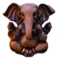 Estatua Ganesha 13cm Artesanía Importada India Símil Madera Marrón Claro