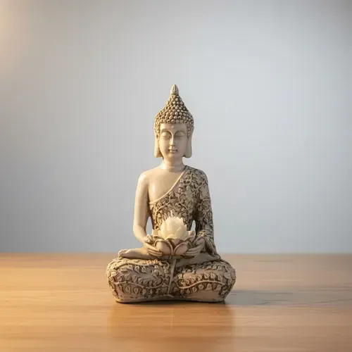 Buda Loto Apto Exterior Portavela Resina Pushkar Tienda Blanco