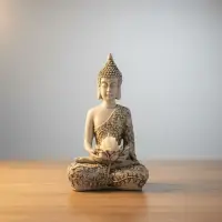 Buda Loto Apto Exterior Portavela Resina Pushkar Tienda Blanco