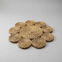 Individual D Indonesia Fibra Natural Plato Sitio Apoyafuente Marrón Claro Liso