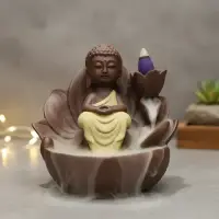 Cascada Humo Niño Buda 13 Cm + 10 Conos De Regalo  Importada