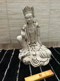 Estatua Diosa Hindu Resina Apto Exterior Ideal Jardin 62 Cm Blanco