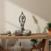 Figura Yoga Decorativa 23 Cm Estatuilla Posiciones D Oriente Plateado