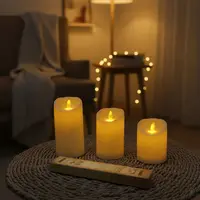 Juego X 3 Velas Led Con Moviiento Importadas Pila 15-12-10cm