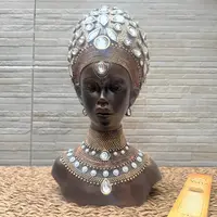 Cara Africana Estatua Decoración Interior/exterior En Resina Marrón Oscuro