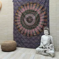 Manta De India 2x1.4 Mts Algodon Hindu Cubrecama Lona Tapiz