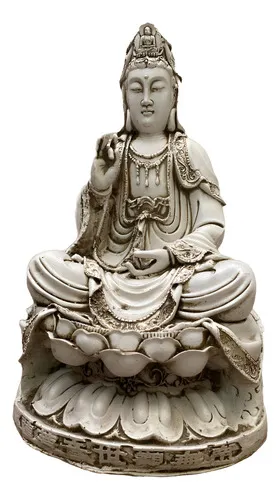 Estatuilla Kwan Yin Gigante Apto Exterior 65 Cm Jardin Blanco