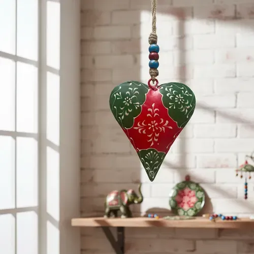 Móvil Decorativo Hindú De Metal `pintado Artesanal Importado