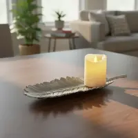 Centro Mesa Hoja Aluminio Importado Oriente 25cm Posa Llave