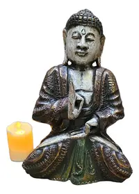 Buda En Madera De 30 Cm Importado India Tallado Y Barnizado Mix
