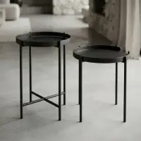 Set X2 Mesa De Arrimo Metal Importado Apoyo Decoración
