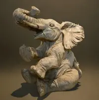 Elefante Sentado Hindu Resina De Jardín Apto Exterior Deco Blanco