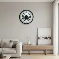 Reloj Importado De Pared Imponente Decoración Pushkar Negro Blanco