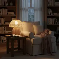 Velador Artesanal Rattan Indonesia Artesanal Tendencia Impor Marrón Claro