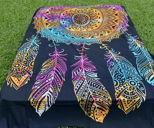 Manta Cubrecama De Algodón Hindu 2y1/2p Mandala Cubresillon