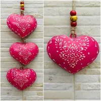 Tira 3 Corazones Importados India Metal Pintado Moviles Deco