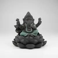 Cascada Humo Ganesha Loto 11 Cm Importado  Conos De Regalo Gris Oscuro Liso