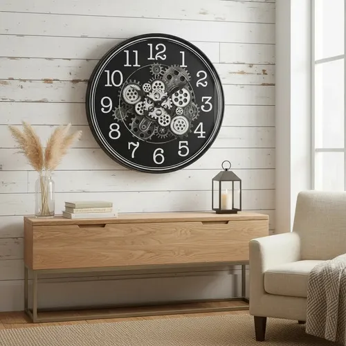 Reloj Importado De Pared Grande Decoración Living Comedor Negro