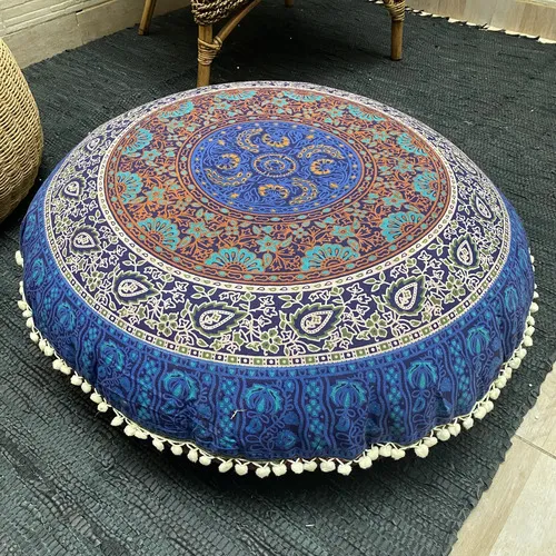 Fundas De Puff, Zafu Mandala. Hecha En India. Algodón 100%