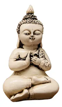 Estatuilla Buda Niño Resina Apto Exterior Ideal Jardín Deco Blanco