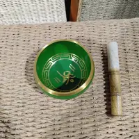 Cuenco Tibetano Mediano 13.5 Cm 7 Metales Importado 750gr Verde
