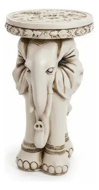 Elefante 65 Cm Apto Exterior Artesanal Hecho En Resina Mesa Blanco
