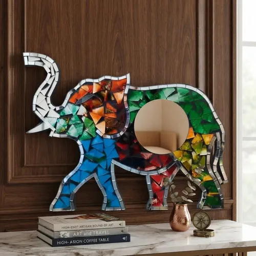 Colgante Espejo Elefante Decorativo Venecitas De Indonesia Multicolor