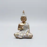 Estatua Buda Original Pushkar 13 Cm Resina Religión Dorado Oscuro