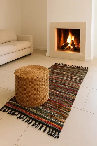 Alfombra Artesanal Hindú Importada 1.2 X 0.7 Metros Algodón