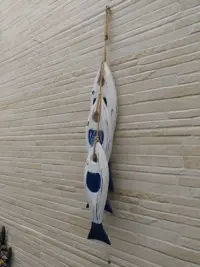 Movil Decorativo Tira Pez Artesanl Colgante Madera Indonesia