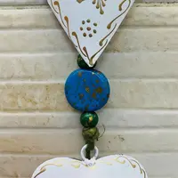 Movil Hindu De 2 Corazones Tira Metal Pintado Deco De India