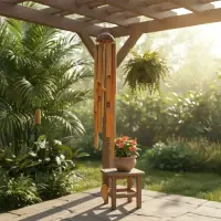 Llamador De Ángeles Hecho En Bamboo Import Artesanal India Marrón