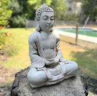 Estatua Buda Meditando 60 Cm Resina Apto Exterior De Jardin Blanco
